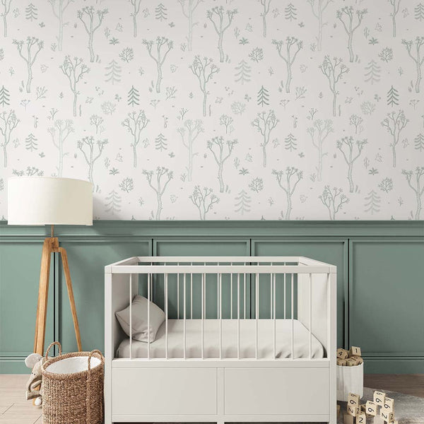 Green Tree Forest Wallpaper S045 - CostaCover - Peel and stick Removable Wallpaper - abstract forest - abstract wall art - abstract wallpaper