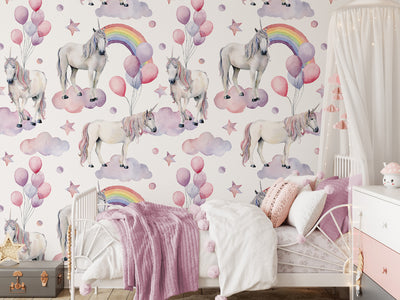Unicorns and Balloons Self Adhesive Wallpaper W073