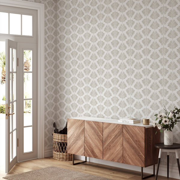 Neutral Palm Leaf Wallpaper L011