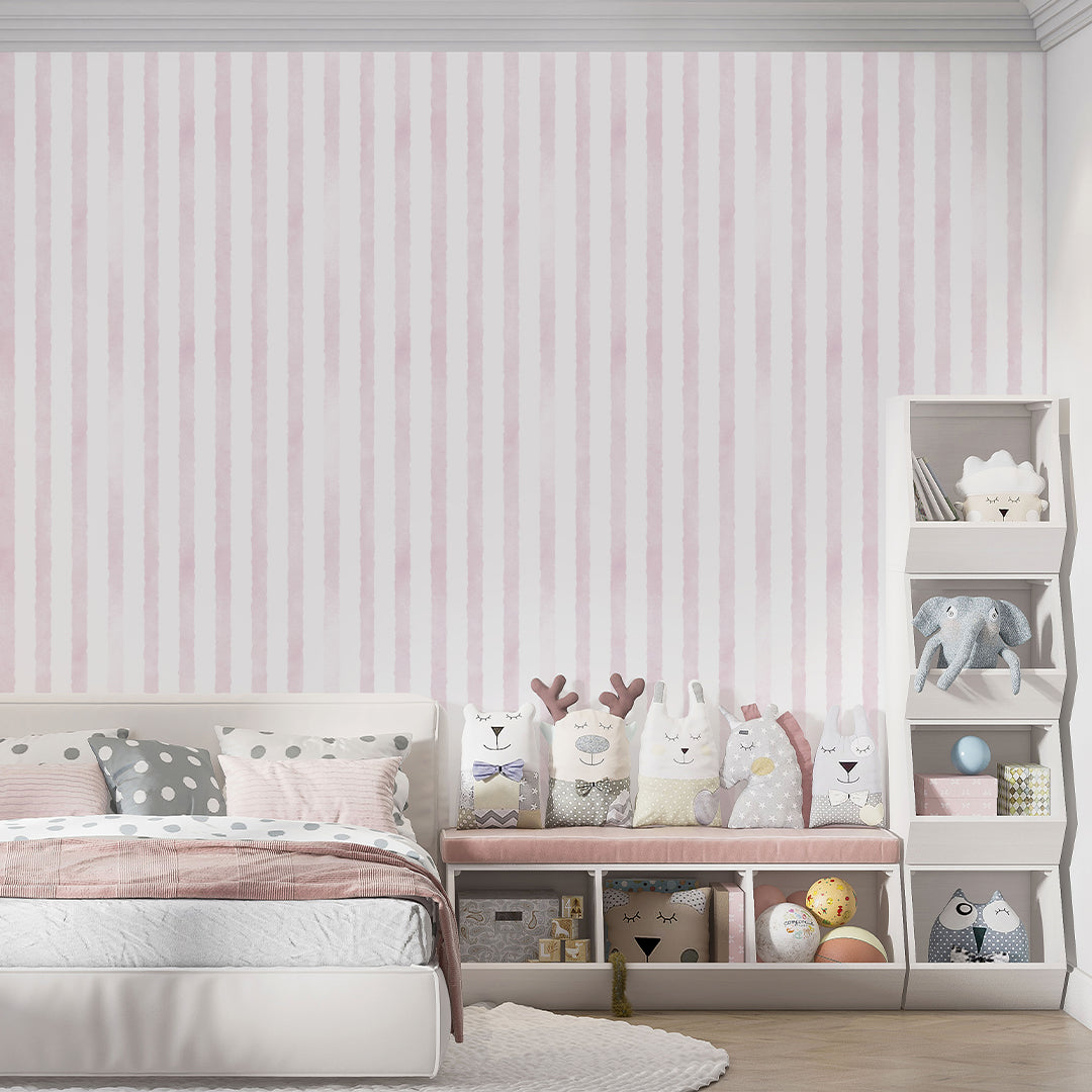 Pink Watercolor Stripes Wallpaper A058