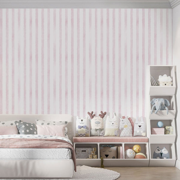 Pink Watercolor Stripes Wallpaper A058 - CostaCover-Peel and stick Removable Wallpaper-Abstract-abstract lines-abstract mural
