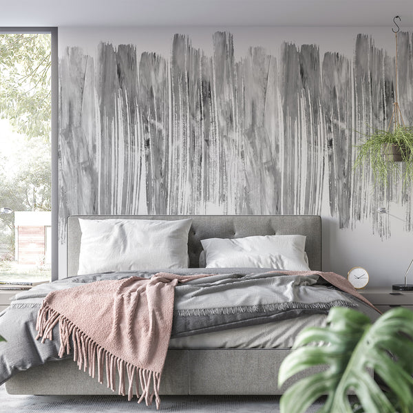 Gray White Brushstroke Wall Mural AM190