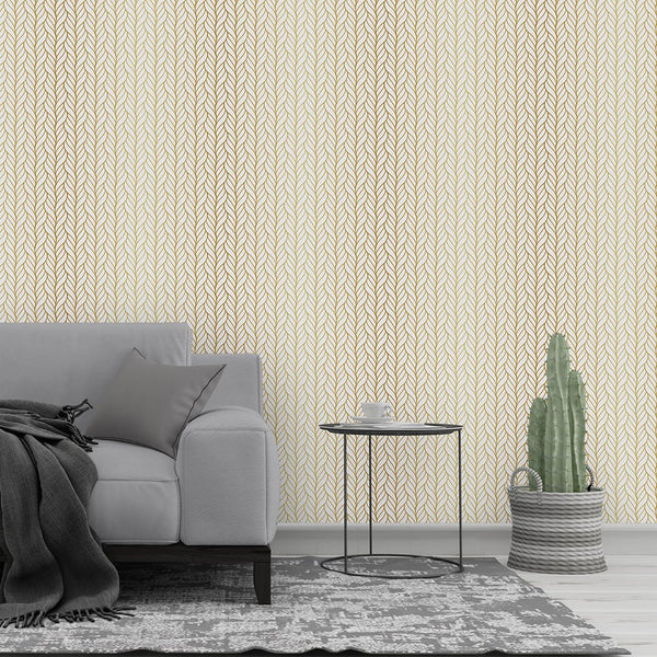 Golden Retro Braids Wallpaper CC217 - CostaCover - Peel and stick Removable Wallpaper - 70's style - Abstract - abstract wallpaper