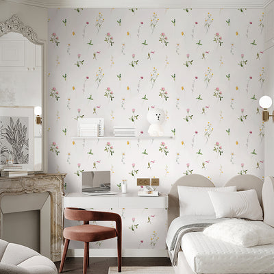 Colored Petite Wildflowers Wallpaper S068