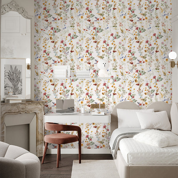 Elegant Red Yellow Wildflowers Wallpaper S074