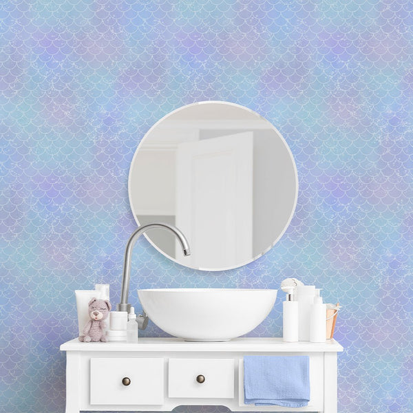 Watercolor Mermaid Scales Wallpaper S094 - CostaCover - Peel and stick Removable Wallpaper - Abstract - abstract lines - abstract mural