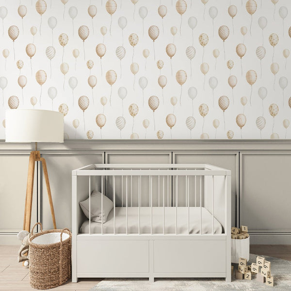 Beige Flying Balloon Wallpaper S106 - CostaCover - Peel and stick Removable Wallpaper - Abstract - abstract wall art - abstract wallpaper