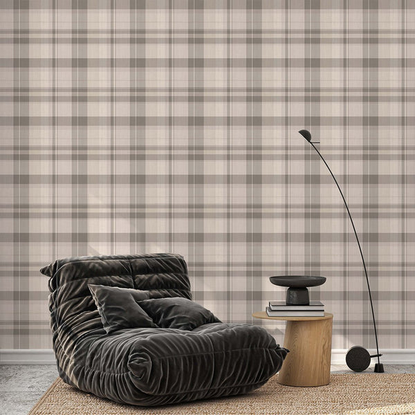 Beige Brown Plaid Wallpaper S006 - CostaCover - Peel and stick Removable Wallpaper - abstract wallpaper - accent wallpaper - adhesive wallpaper