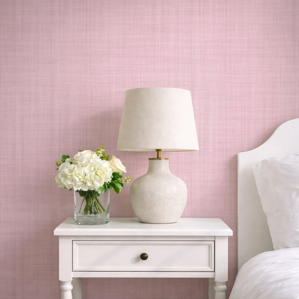 Blush Pink Linen Texture Wallpaper L045