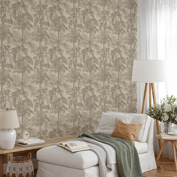 Beige Coastal Palm Wallpaper CC358