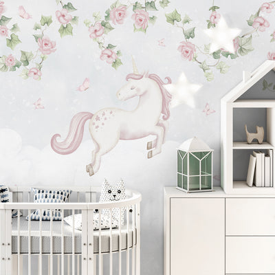 Flying Unicorn in Bloom Wall Mural AM146