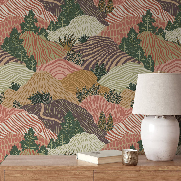 Colored Landscape Wallpaper CC352 - CostaCover - Peel and stick Removable Wallpaper - Abstract - abstract floral - abstract forest