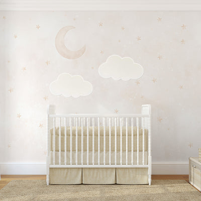 Beige Moon & Stars Wall Mural SM073