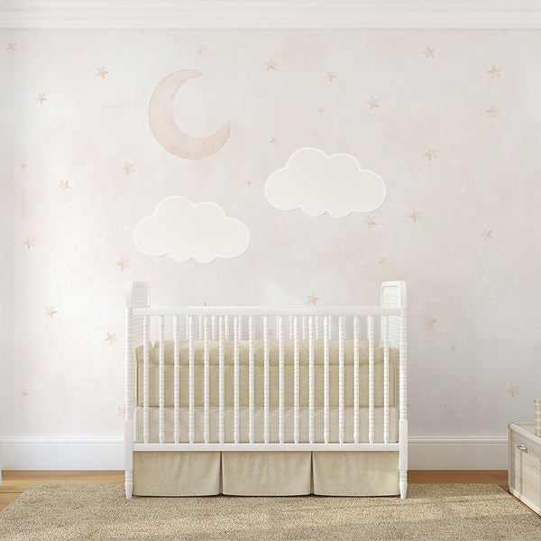 Beige Moon & Stars Wall Mural SM073 - CostaCover - Peel and stick Removable Wallpaper - Abstract - abstract wall art - abstract wallpaper