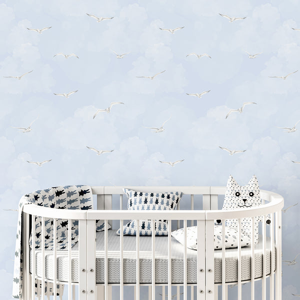 Blue Sky & Seagulls Wallpaper A108