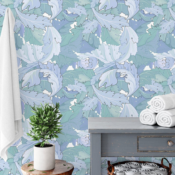 Blue & Mint Acanthus by Morris Wallpaper W124 - CostaCover - Peel and stick Removable Wallpaper - abstract floral - abstract wallpaper - accent wallpaper