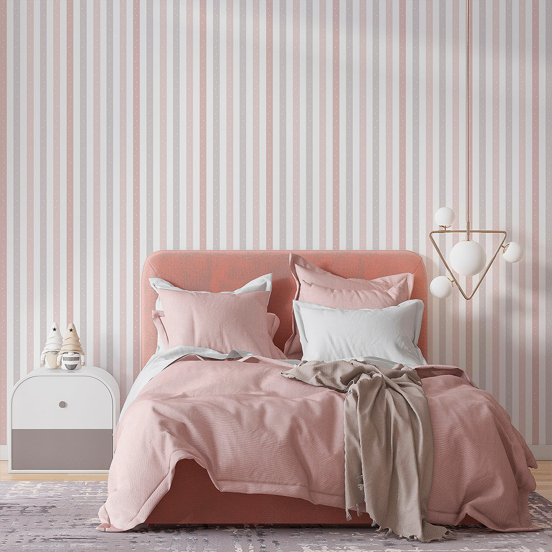 Pink Stripe Polka Dot Wallpaper A086