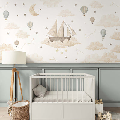 Ship Moon Cloud Star Wall Mural SM008