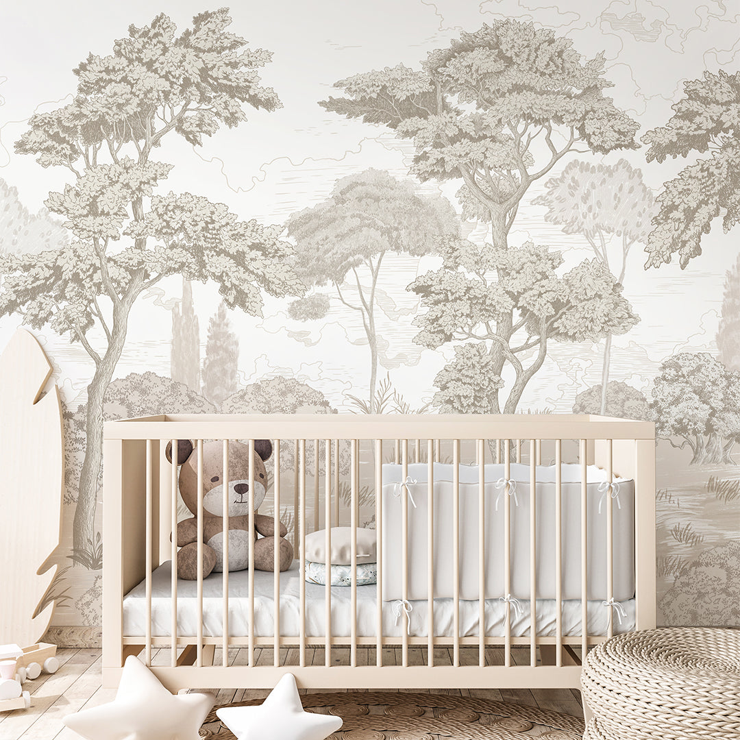 Beige Vintage Forest Wall Mural CCM195