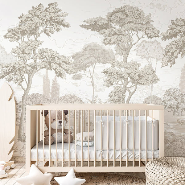 Victor Vintage Forest Wall Mural CCM195 - CostaCover - Peel and stick Removable Wallpaper - accent wallpaper - adhesive wallpaper - bathroom wallpaper