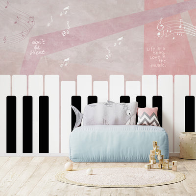 Pink Beige Piano Keys Wall Mural SM104