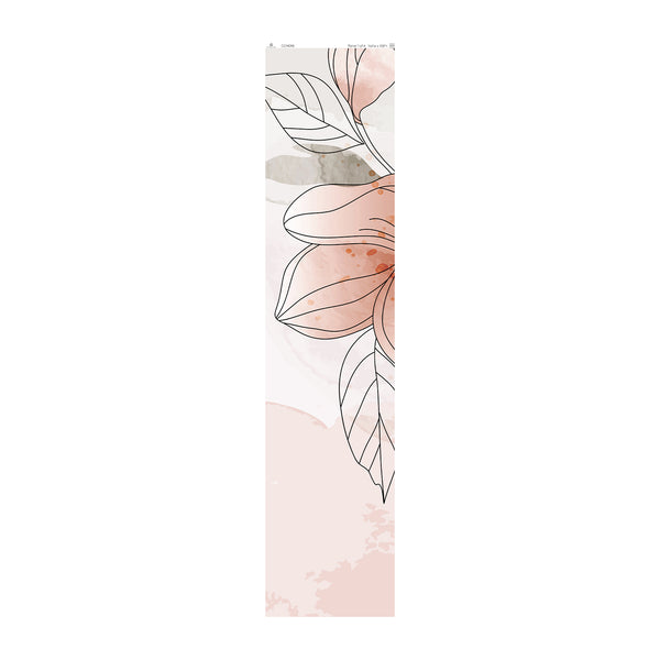Pink Flowers Wall Mural showcasing an oversized blush bloom with peach and beige marbling, accented by fine black linework. This vertical, eco-friendly wallpaper is ideal for bedrooms or nurseries, offering a soft, modern touch with its watercolor texture and clean lines. Easy to install, it's perfect for adding a subtle floral accent.