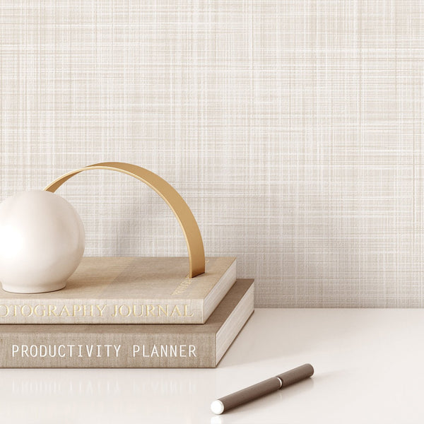 Beige Linen Texture Wallpaper CC340 - CostaCover - Peel and stick Removable Wallpaper - Abstract - Abstract Labyrinth Lines - abstract lines