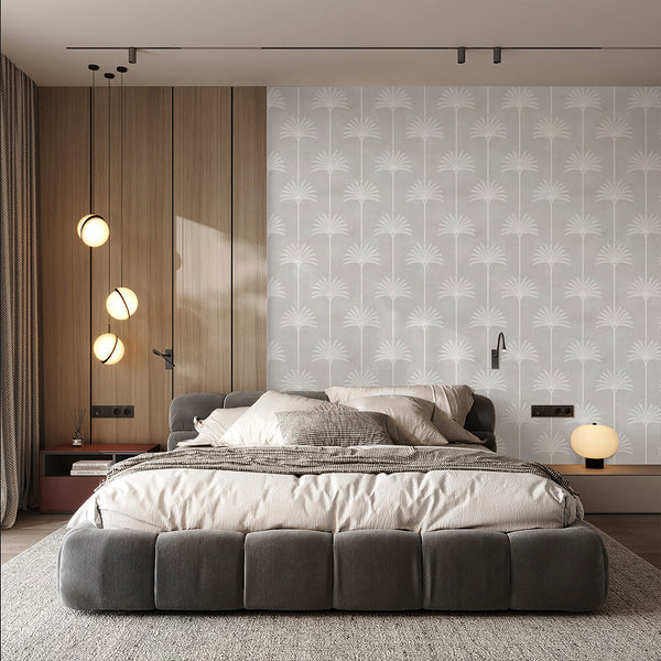 Light Gray Palm Tree Wallpaper L009