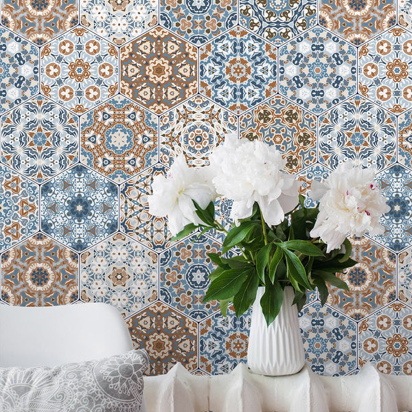 Moroccan Tile Wallpaper CC198 - CostaCover - Peel and stick Removable Wallpaper - adhesive wallpaper - Backsplash panels - bathroom wallpaper