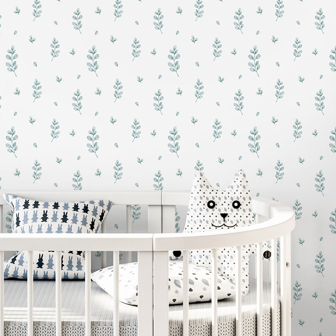 Tiny Green Floral Wallpaper A054