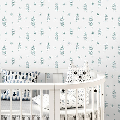 Tiny Green Floral Wallpaper A054
