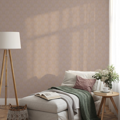 Rose Pink Gold Effect Art Deco Wallpaper CC324