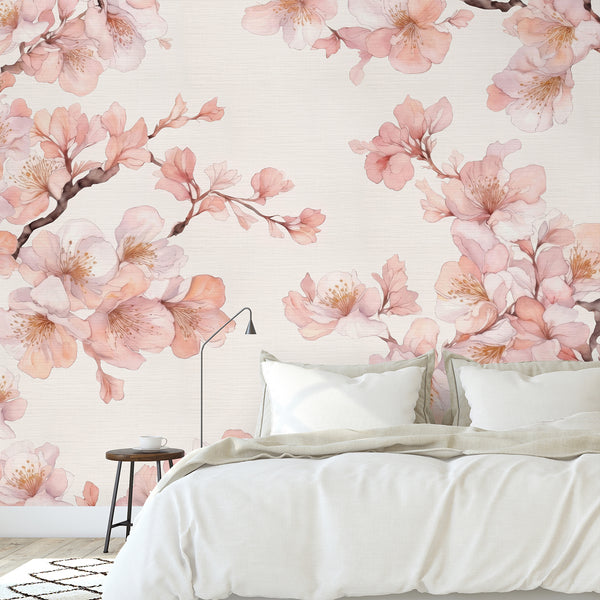 Cherry Blossoms Grasscloth Wall Mural CG008