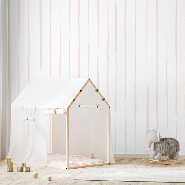 Blush Pink Vertical Stripe Wall Mural AM195