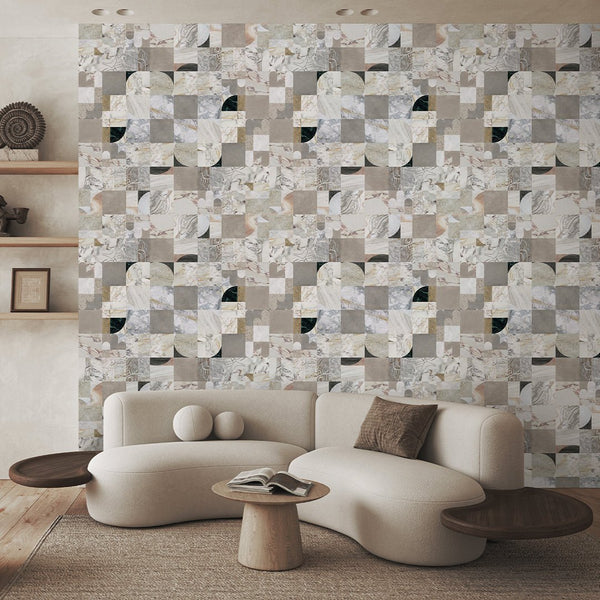 Square Marble Tile Wallpaper A011 - CostaCover - Peel and stick Removable Wallpaper - about walls - abstract marble - abstract wallpaper