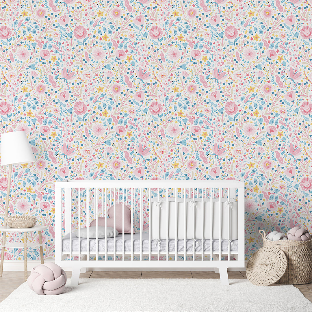 Pink Delicate Floral Wallpaper A057