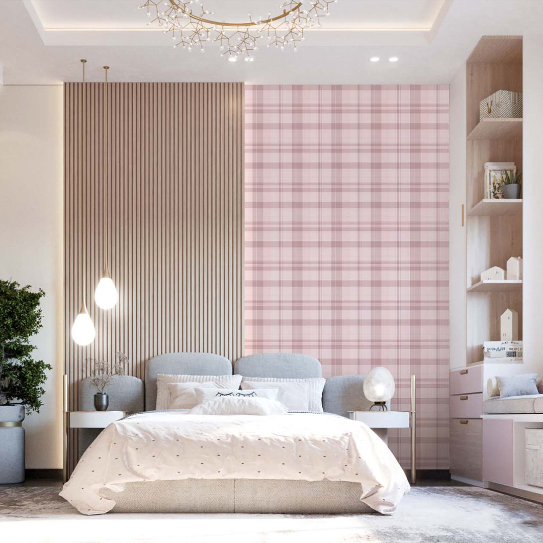 Pink Plaid Wallpaper S007