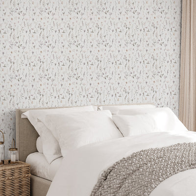 Tiny Neutral Wildflowers Wallpaper S064