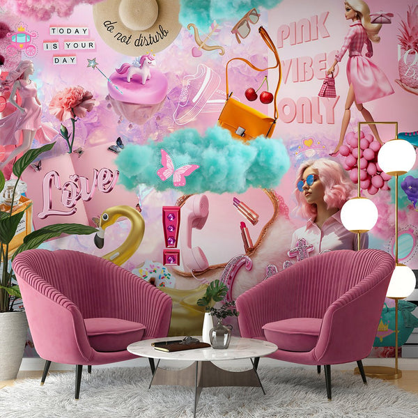 Pink Fashion Style Wall Mural CCM175 - CostaCover - Peel and stick Removable Wallpaper - Abstract - abstract floral - abstract lines