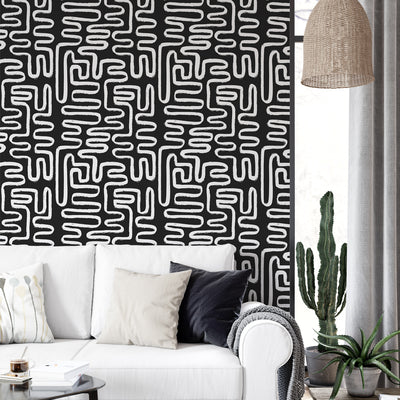 Black & White Boho Line Wallpaper W170