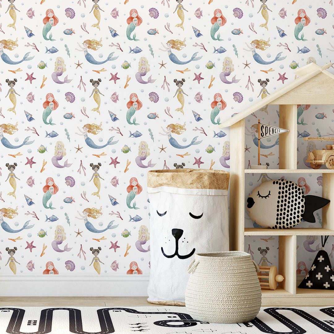 Cute Tiny Mermaids Wallpaper S091