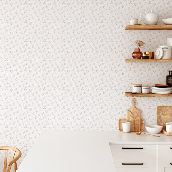 Neutral Farmhouse Floral Wallpaper CC369