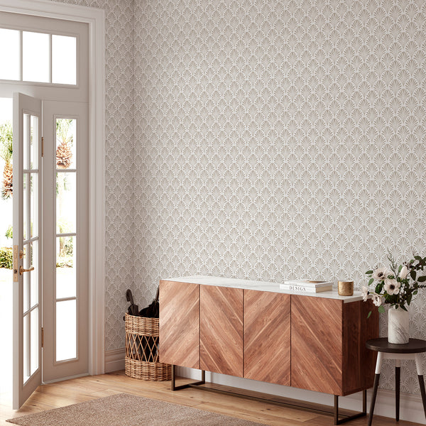 Beige Botanical Leaves Wallpaper L025