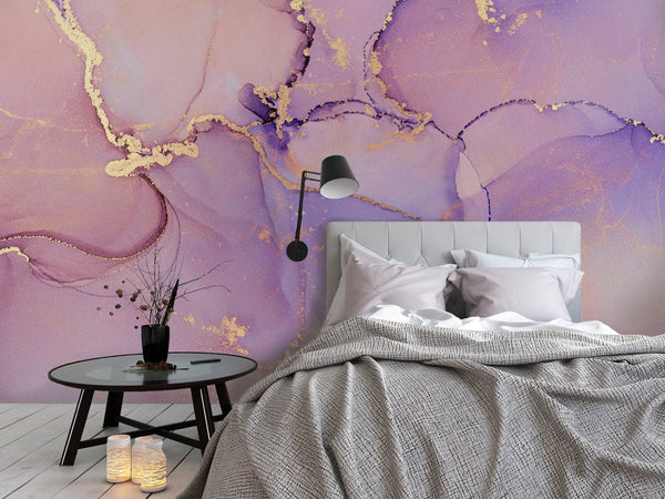 Lilac Purple Watercolor Ink Wall Mural CCM128 - CostaCover - Peel and stick Removable Wallpaper - abstract wallpaper - accent wallpaper - alcohol ink print