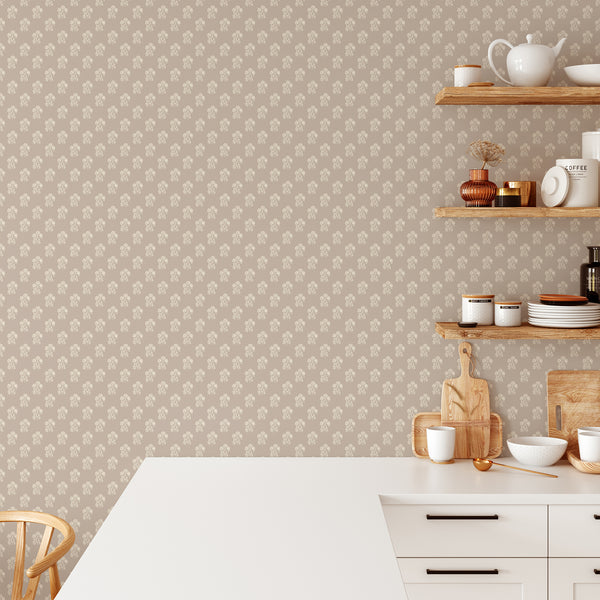 Taupe Vintage Floral Wallpaper CC372