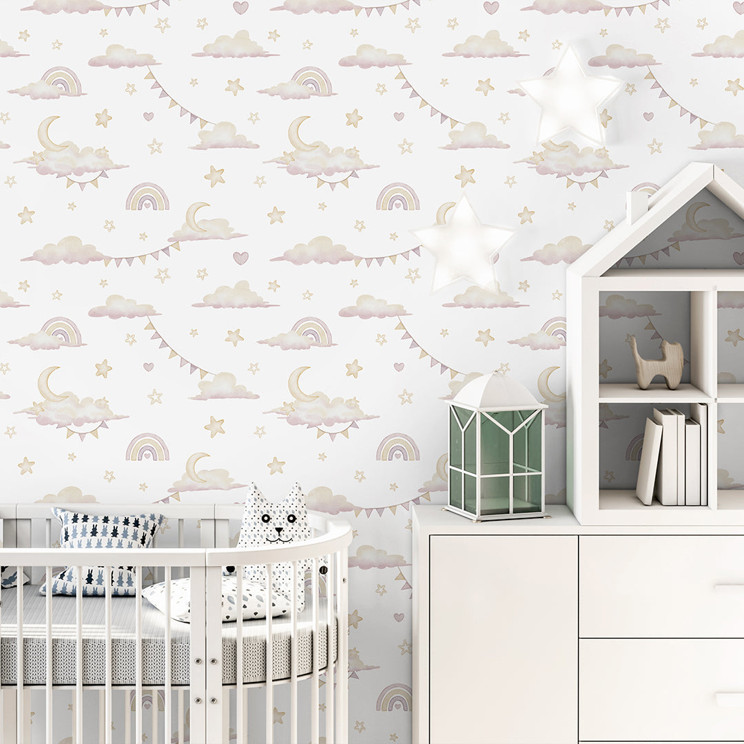 Tiny Rainbows & Clouds Wallpaper A048