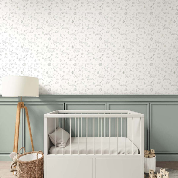 Green Forest Animals Wallpaper S036 - CostaCover - Peel and stick Removable Wallpaper - Abstract - abstract forest - abstract lines