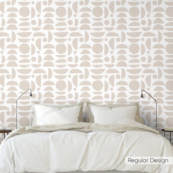 Beige & White Boho Stones Wallpaper W027 - CostaCover - Peel and stick Removable Wallpaper - Abstract - abstract lines - abstract wall art
