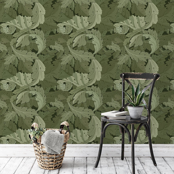 Olive Acanthus by Morris Wallpaper W117 - CostaCover - Peel and stick Removable Wallpaper - abstract floral - abstract wallpaper - accent wallpaper