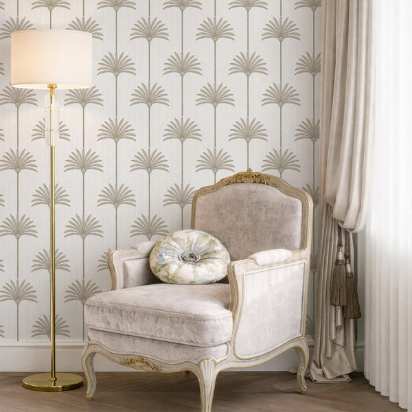 Neutral Beige Palm Tree Wallpaper L004